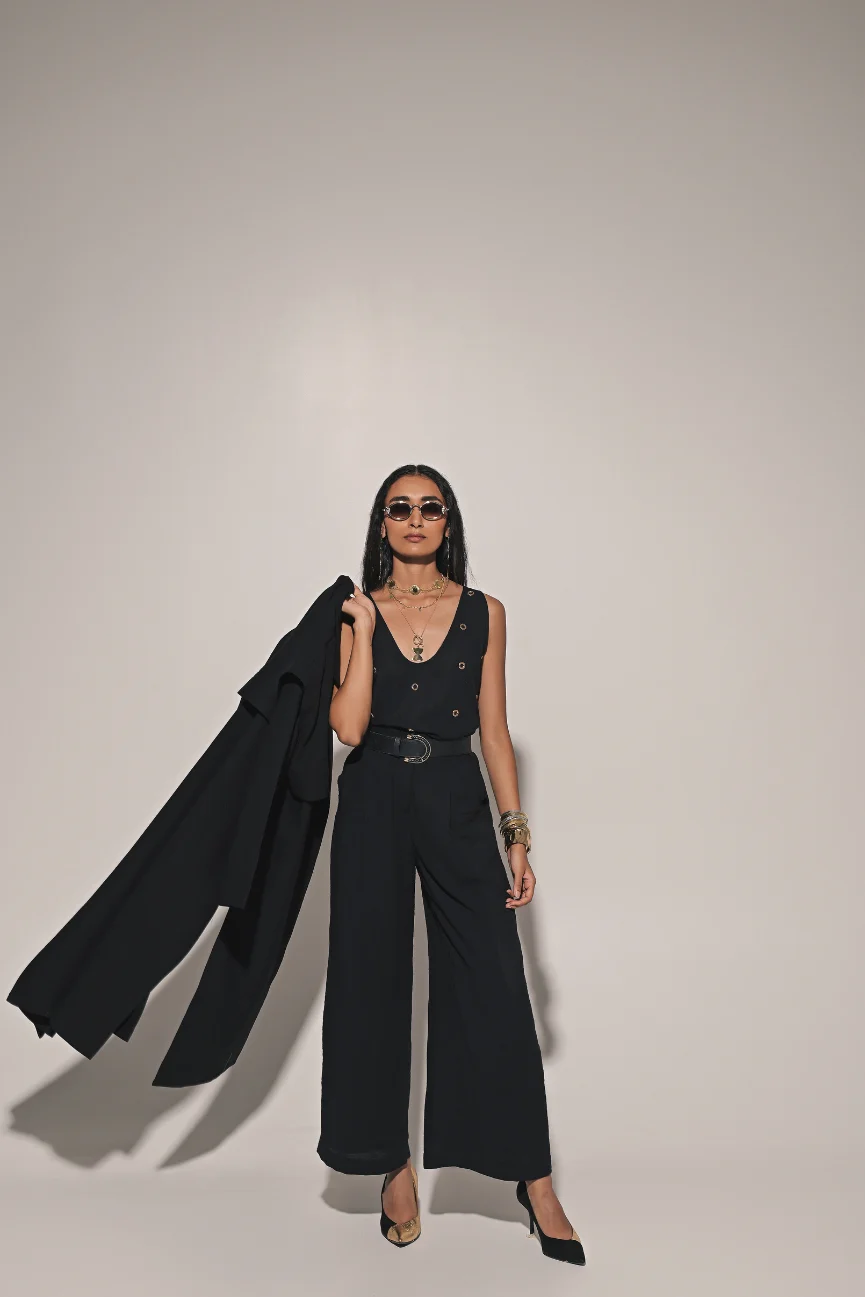 Kage blouse with pants and overcoat